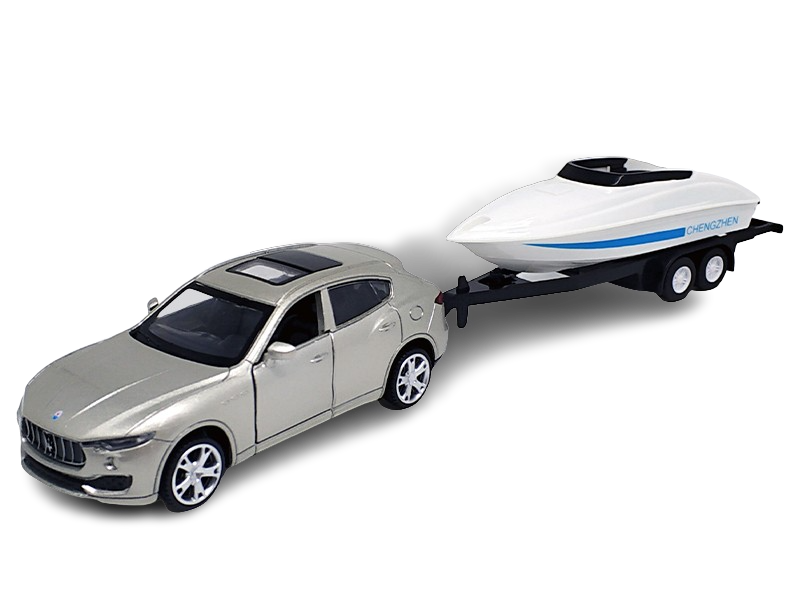 Kovový model - 1:43 Maserati Levante SUV s přívěsem-člun