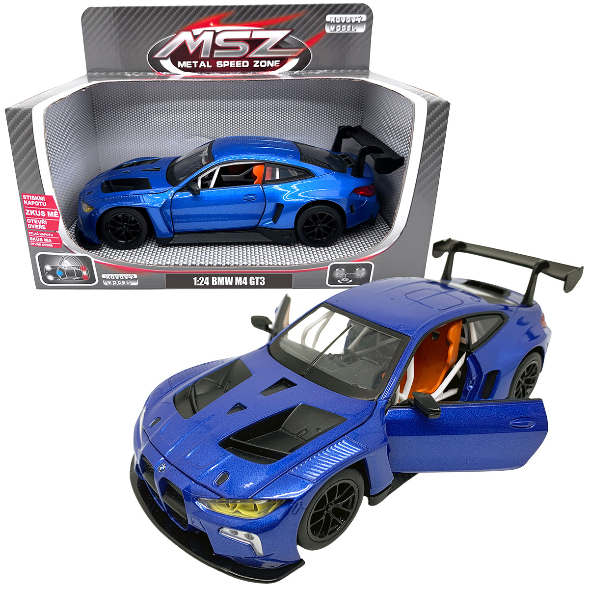 Kovový model - 1:24 BMW M4 GT3 modré