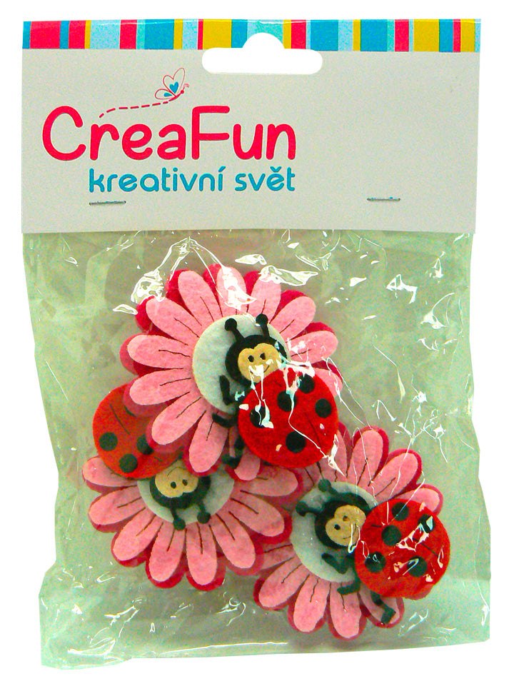 Květina + beruška, 3ks