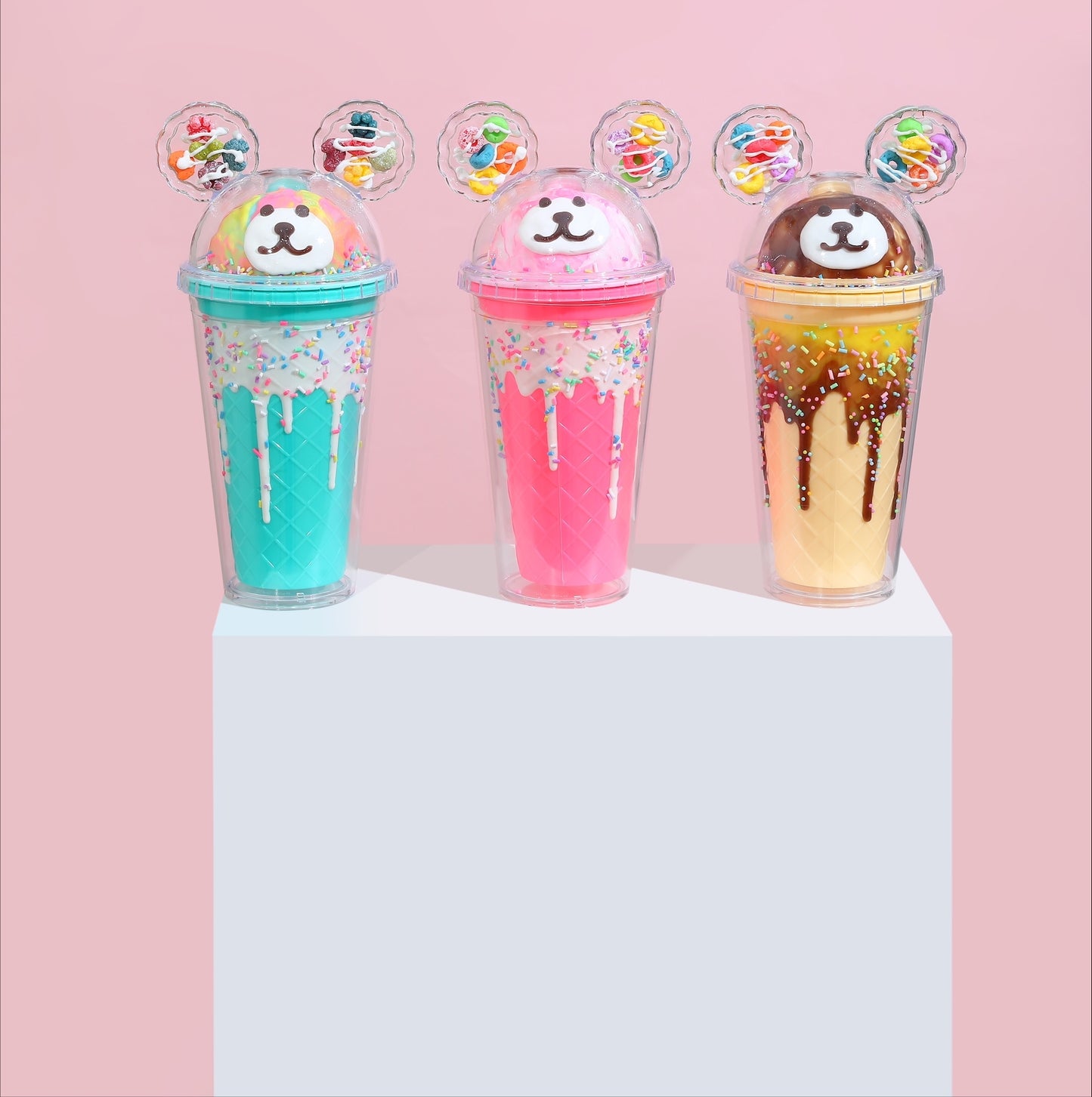 Kelímek s víčkem a brčkem Medvídek 480ml - více variant - Image 2