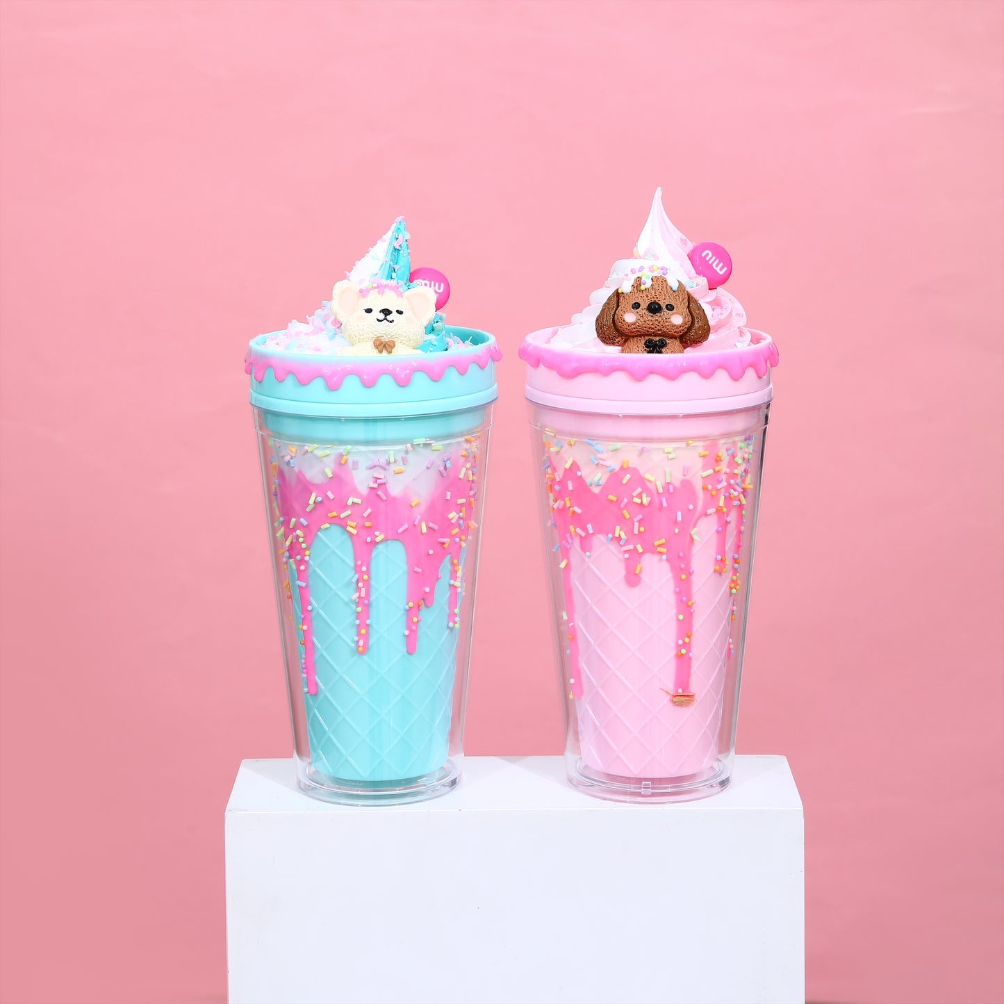 Kelímek s víčkem a brčkem Zmrzlinový Medvídek 480ml - více variant - Image 2