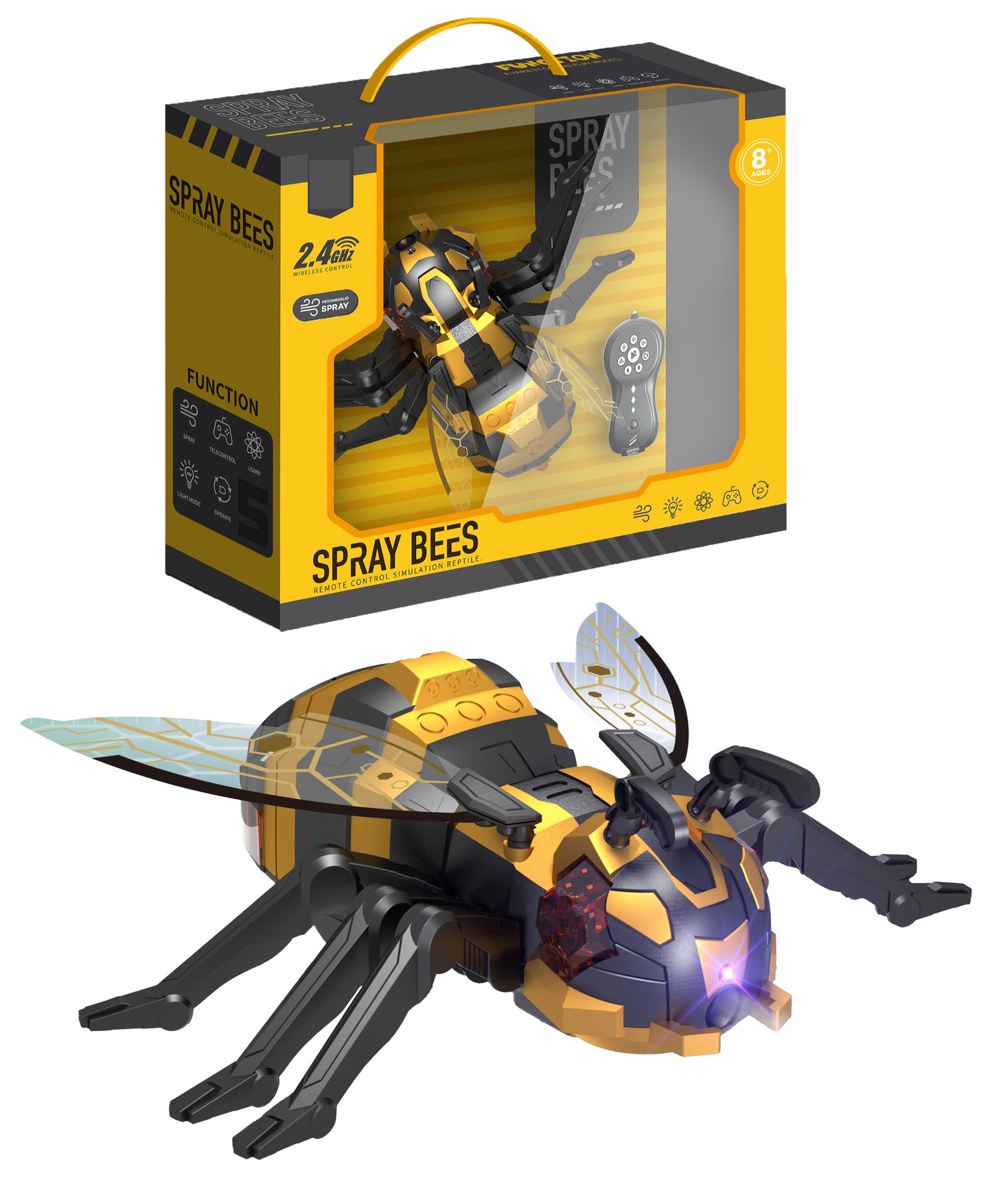 R/C Rrobotická Včela Spray Bees s efektem vodní mlhy, programováním a LED osvětlením