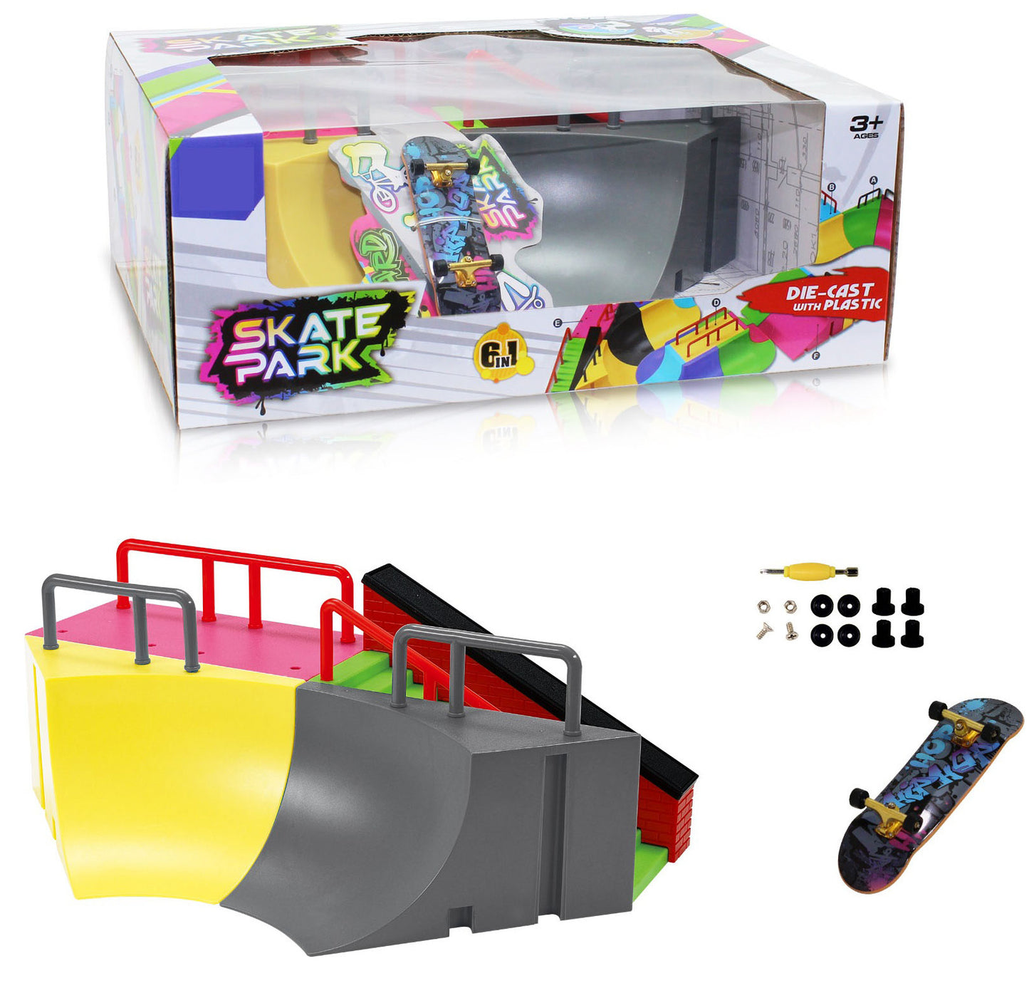 SKATEPARK Modulární Set 6v1 – Extrémní Rampa s Příslušenstvím