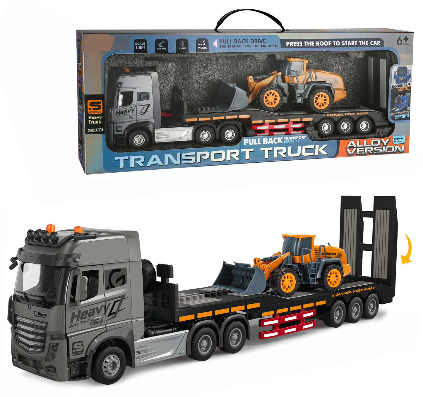 1:24 Kovový Kamion pro přepravu aut s nakladačem