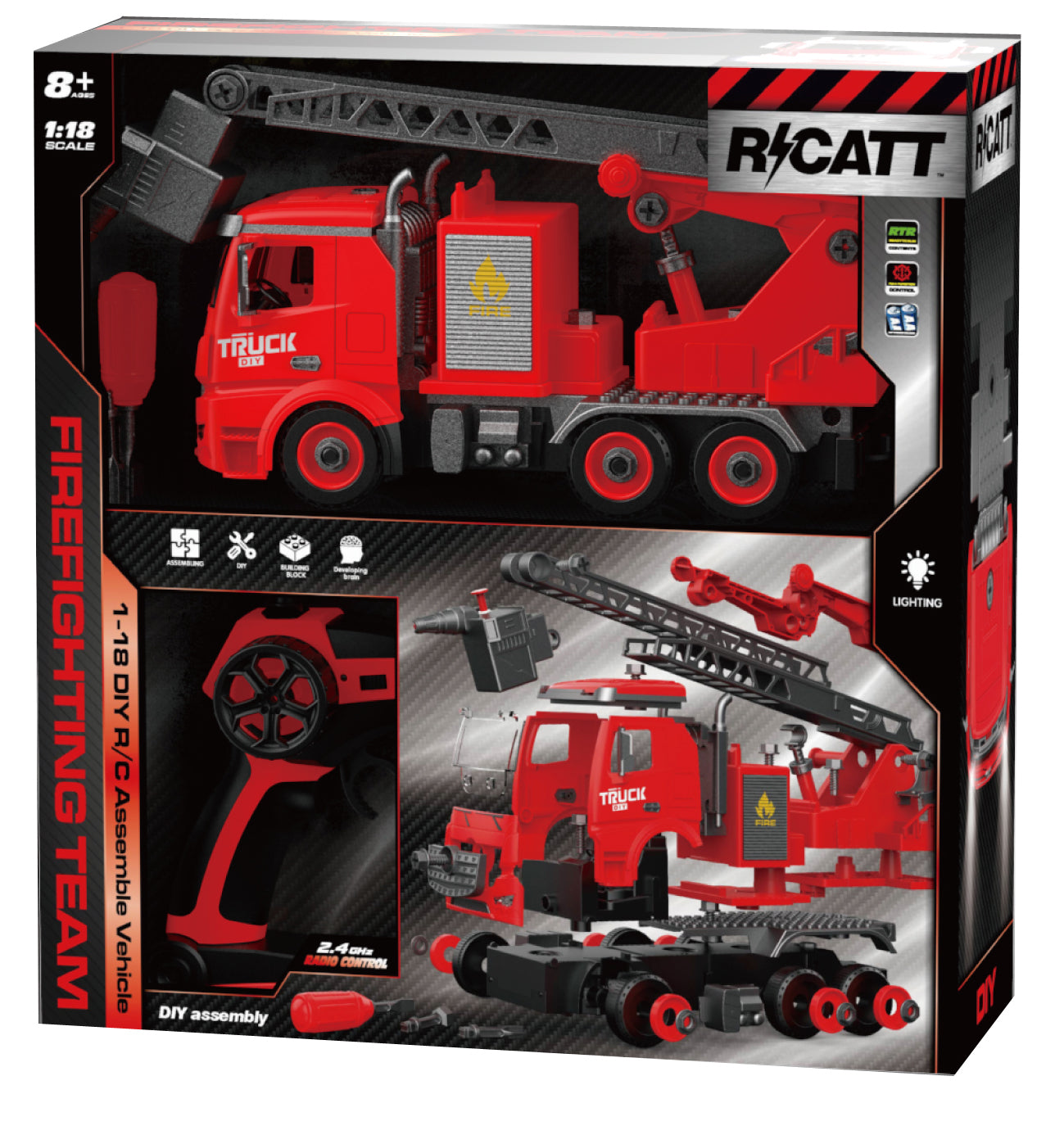 R/C Stavebnice Hasičský vůz 1:18 - 74 dílů