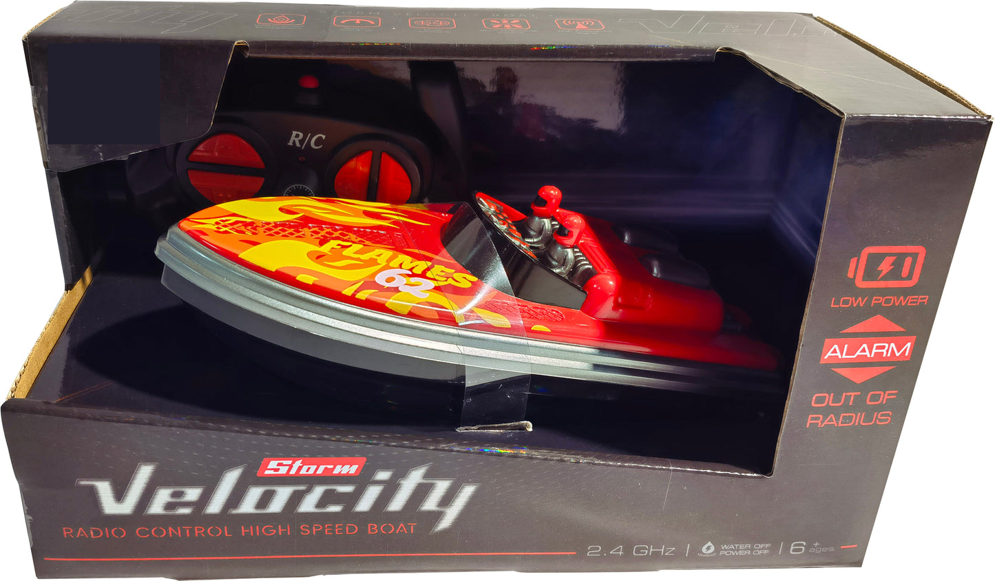 R/C Rychlostní Člun Velocity 1:16 2.4 GHz - Červený Plamen