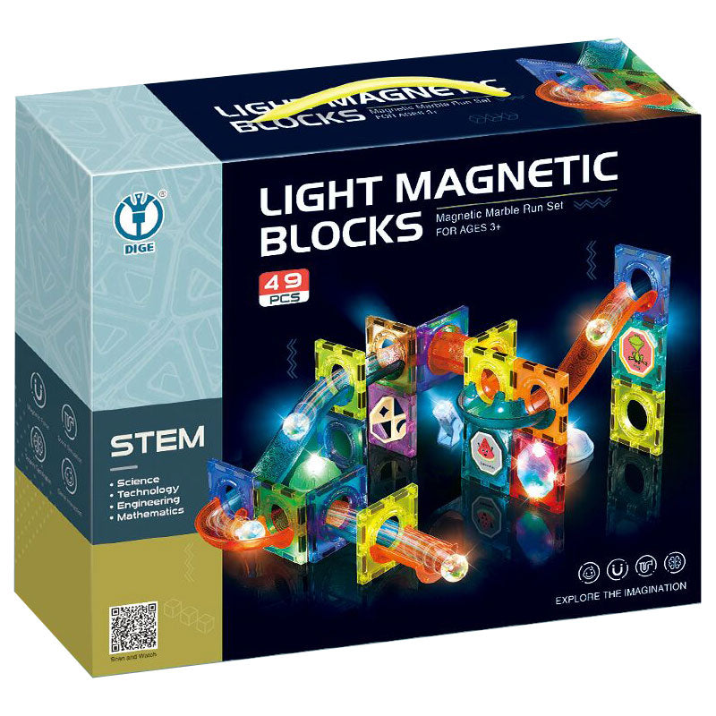 Kuličková dráha - magnetická, svítící stavebnice 49 ks