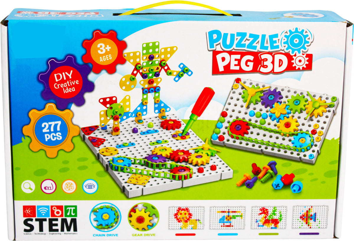 Kreativní 3D stavebnice s nářadím Puzzle Peg - 277 dílků