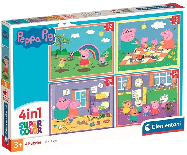 Clementoni - Puzzle 4v1 Prasátko Peppa (12+16+20+24 dílků)