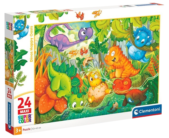 Clementoni - Puzzle 24 Šťastná oáza dinosaurů MAXI