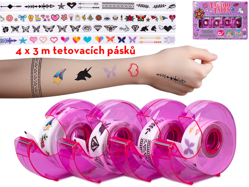 Lepící pásky s tetováním 4ks v krabičce