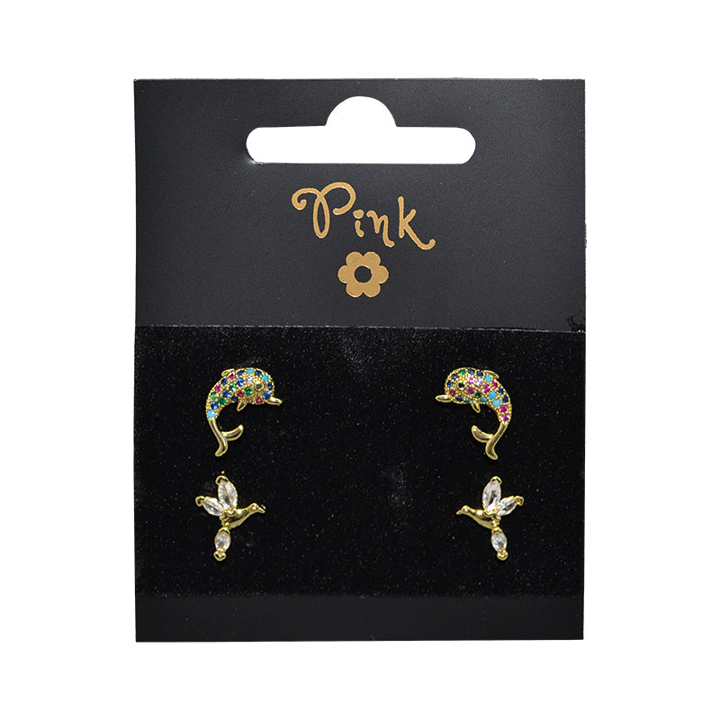 Pozlacené náušnice SET 4 ks MOŘSKÝ SVĚT