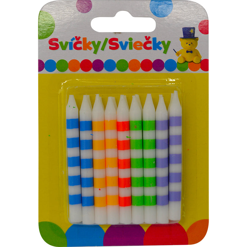 Narozeninová svíčka BAREVNÁ s pruhy 18ks