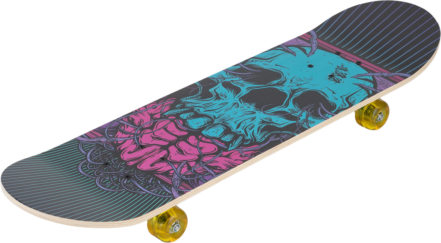Skateboard 31" Skull – tyrkysový s lebkou