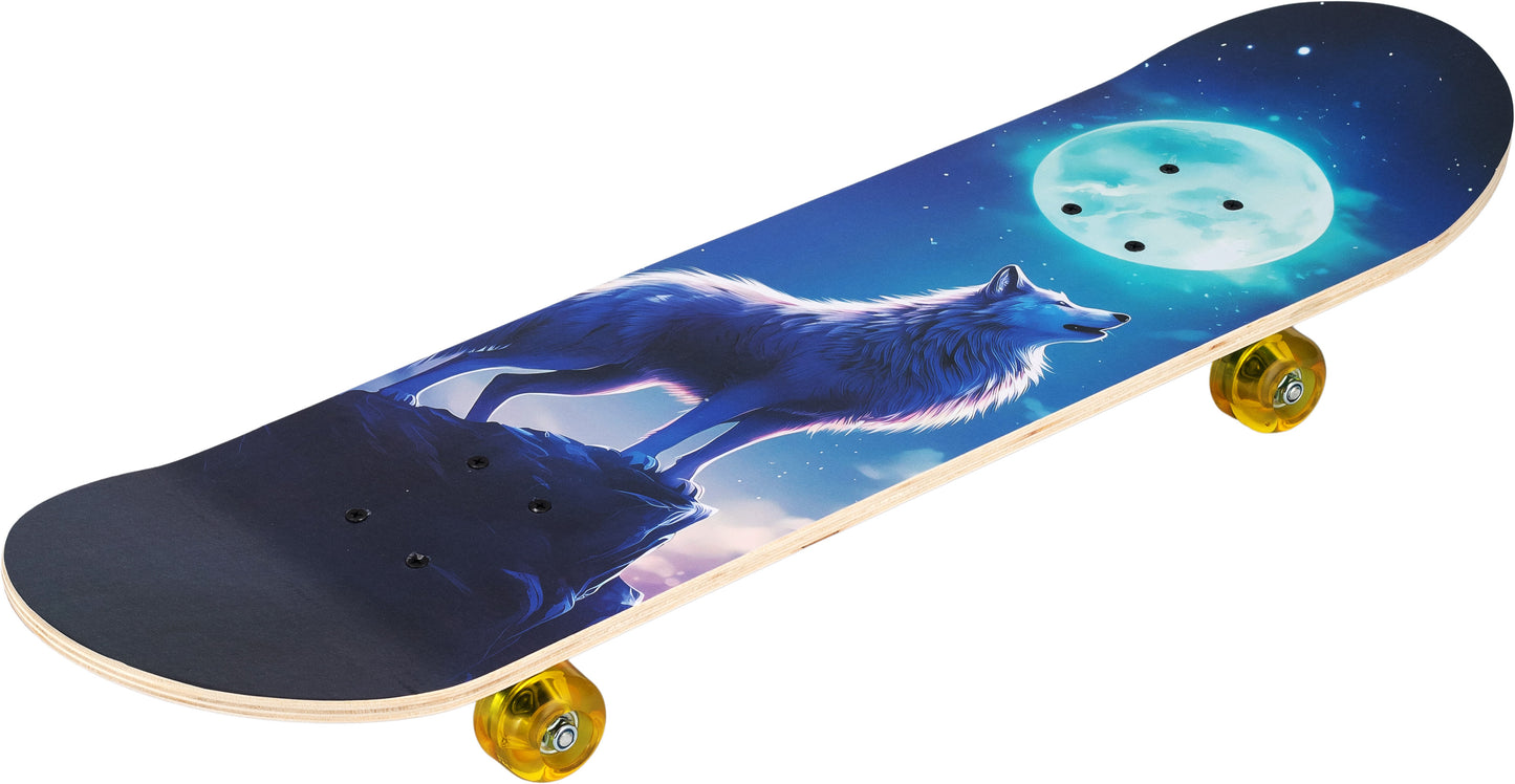 Skateboard 31" Wolf – vlk na skále