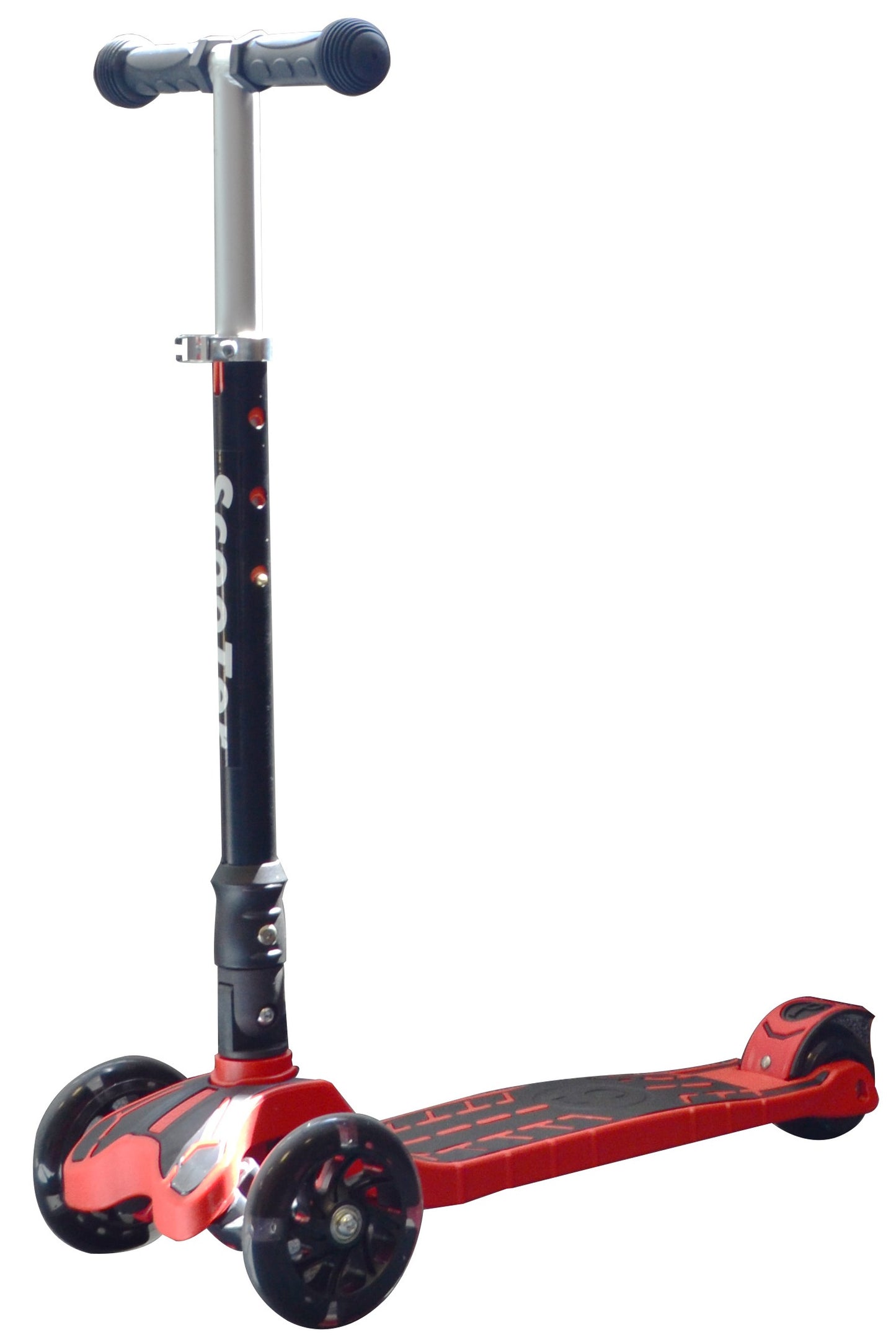 Dětská tříkolová koloběžka svítící -černo-červená - Image 2