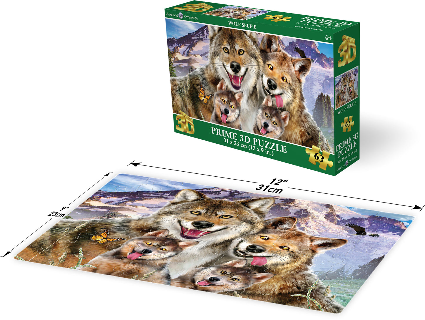 PRIME 3D PUZZLE - Selfie s vlkem 63 dílků