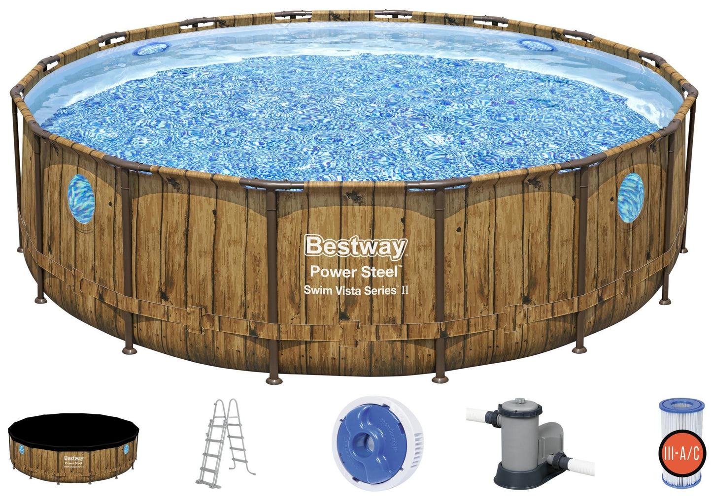 BESTWAY 56725 - Bazén s konstrukcí Rattan Swim Vista 488 x 122 cm + kartušová filtrace