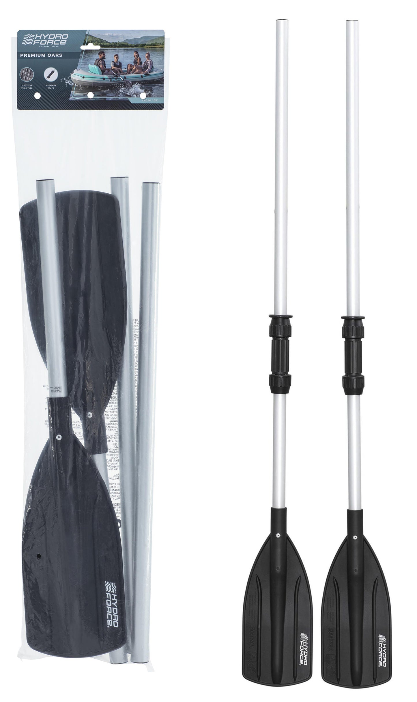 BESTWAY 62064 - Skládací hliníková vesla pro čluny a kajaky 2v1 (1,45 m / 2,18 m)