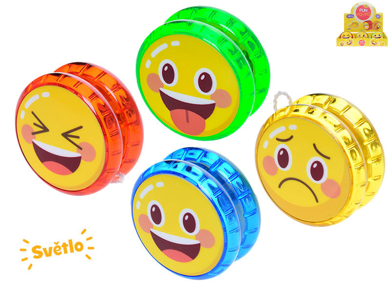 Jojo smajlík 6cm na baterie se světlem 4barvy 12ks v DBX