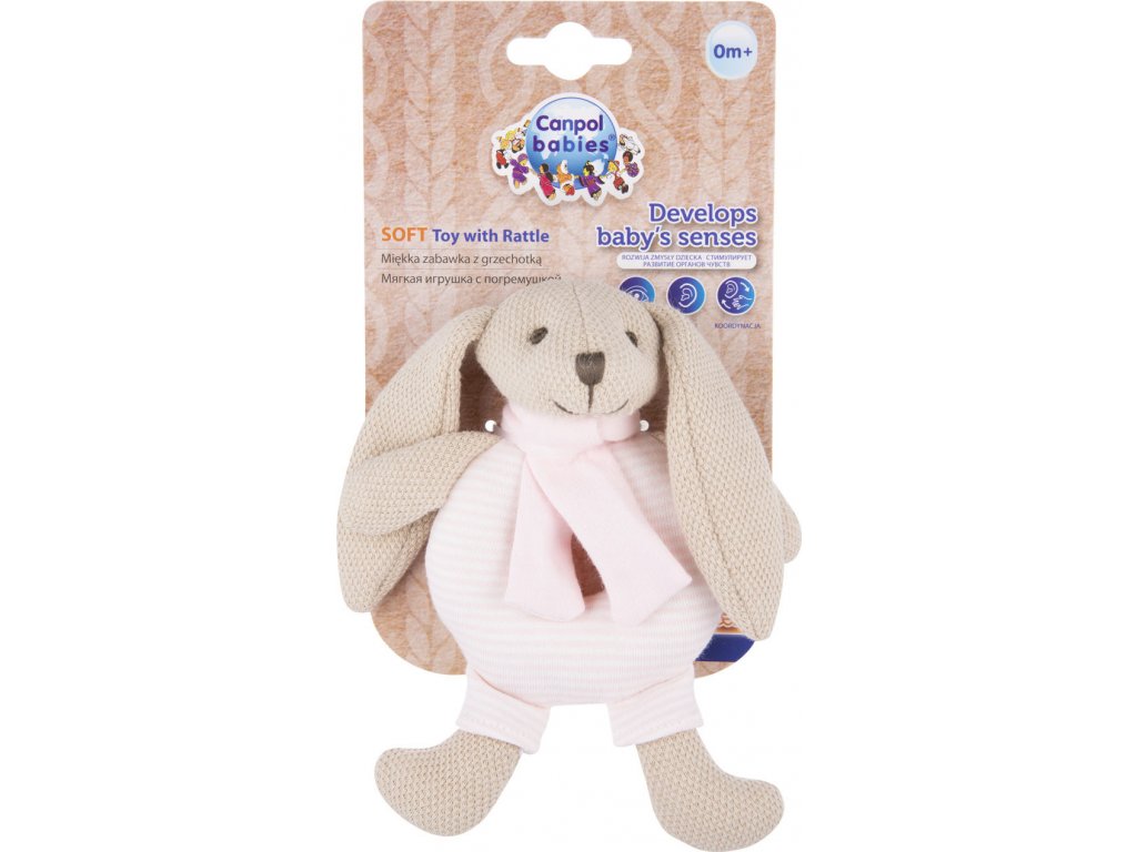 Canpol babies Zajíček BUNNY s chrastítkem béžový