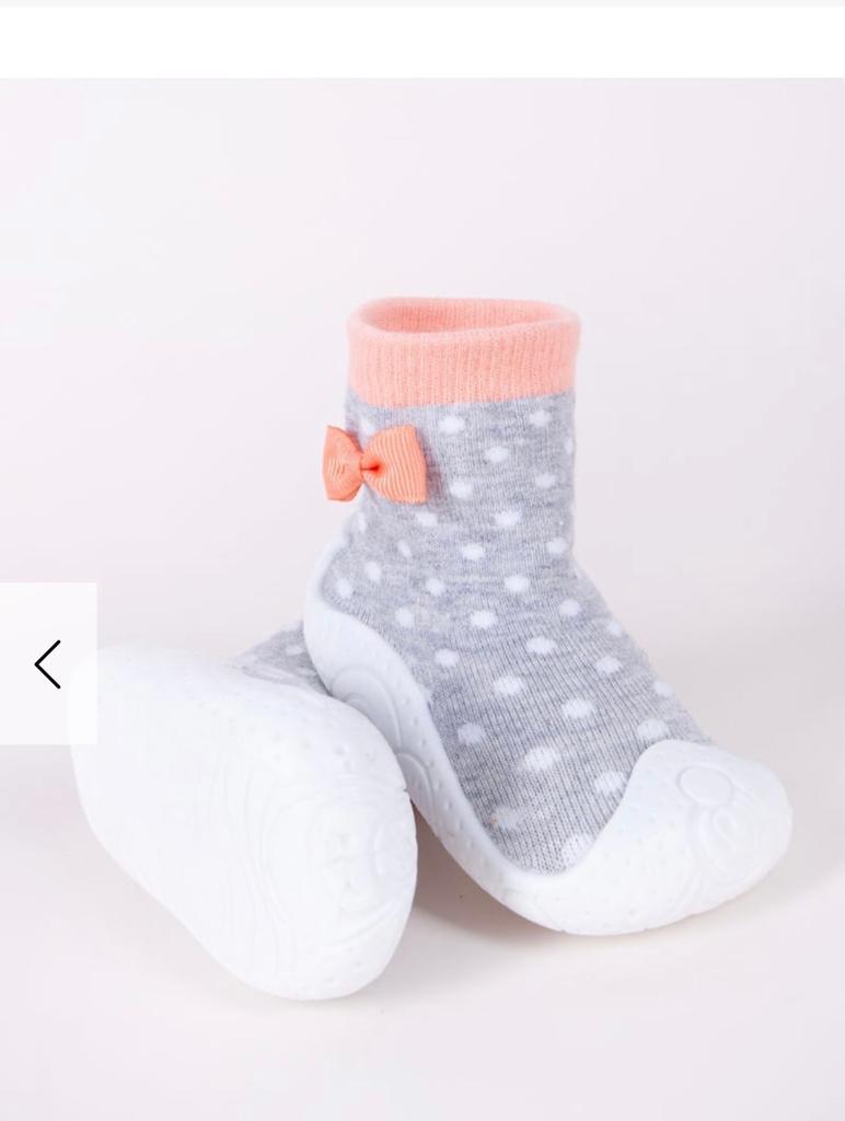 Dívčí protiskluzové ponožky s gumovou podrážkou - mašlička