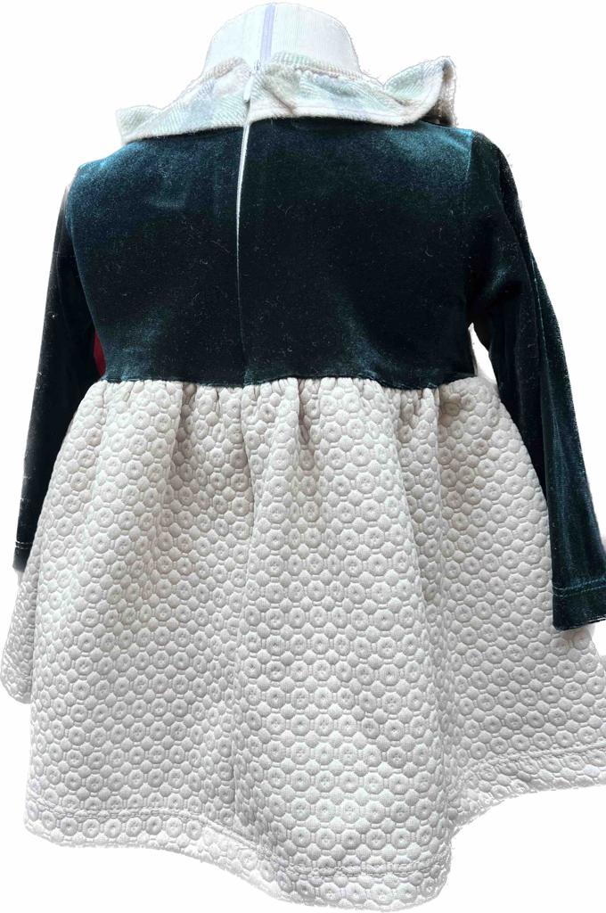 Zeleno-šedé dívčí šaty - Květiny