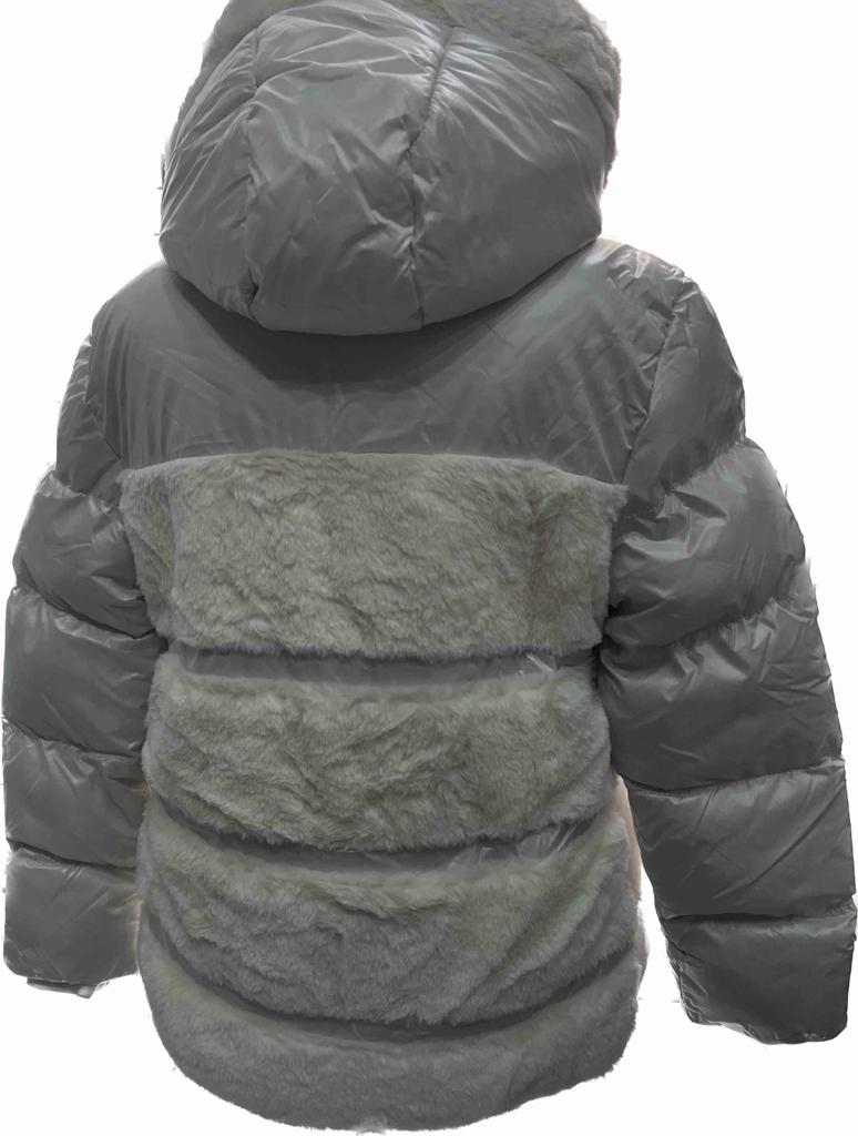 Šedá zimní bunda s kožíškem