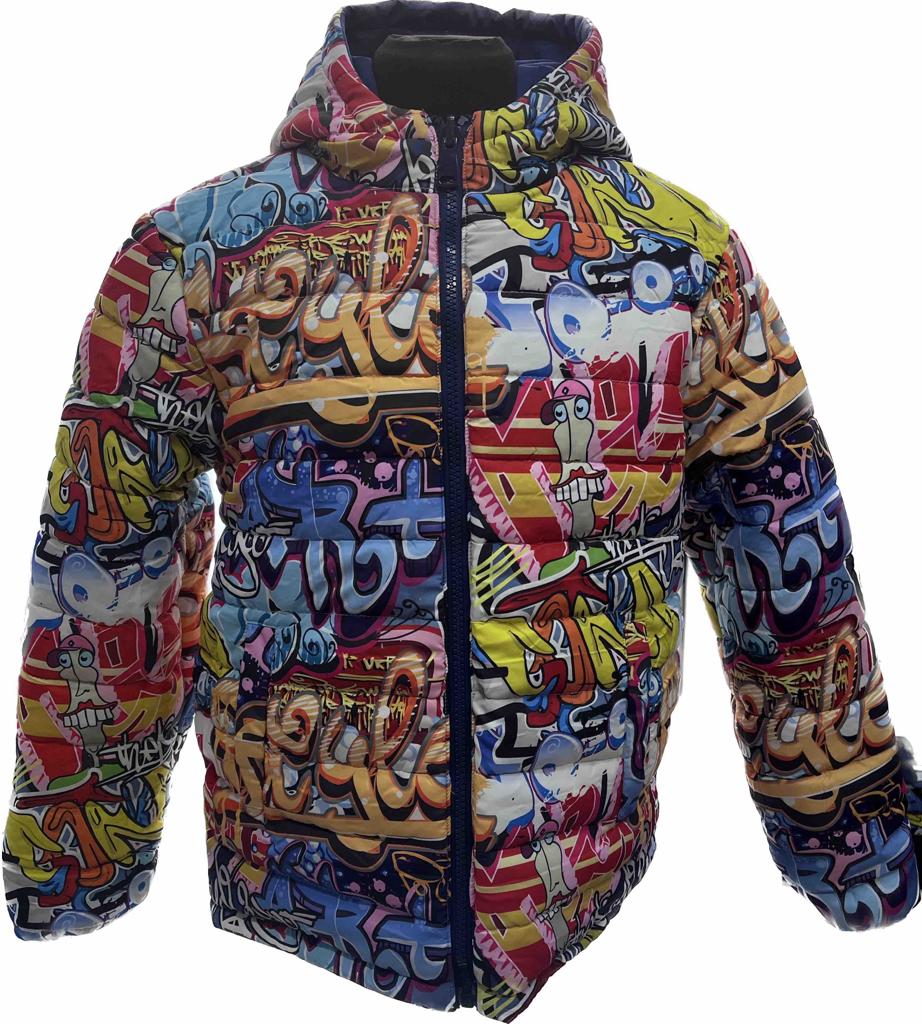 Modrá oboustranná zimní bunda - Grafity