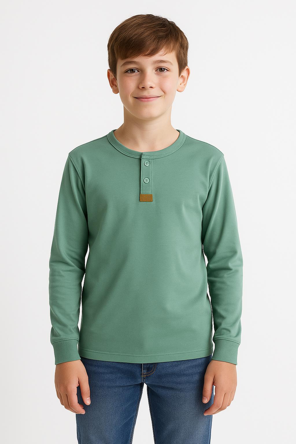 Dětské tričko s dlouhým rukávem a knoflíky