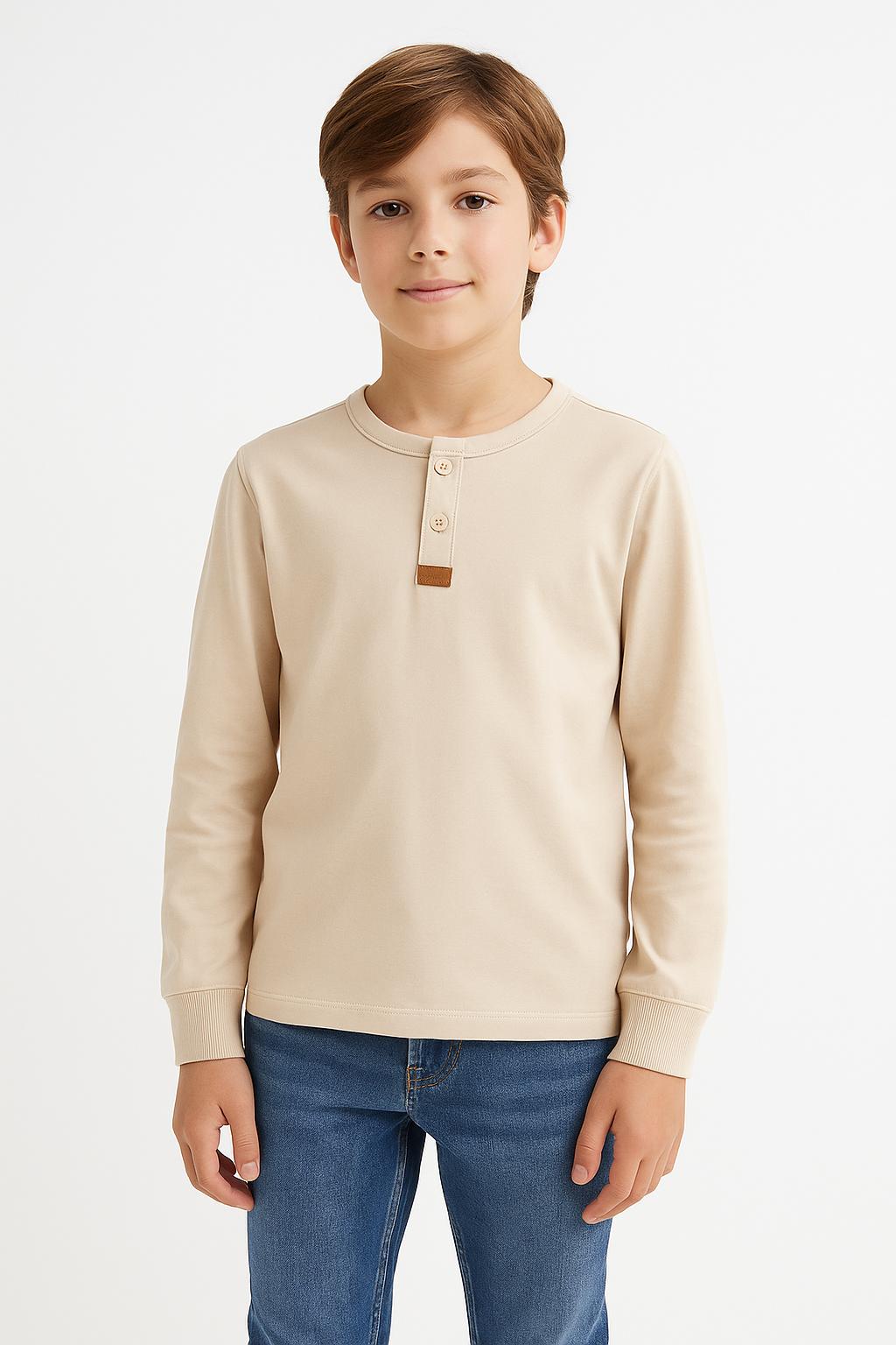 Dětské tričko s dlouhým rukávem a knoflíky