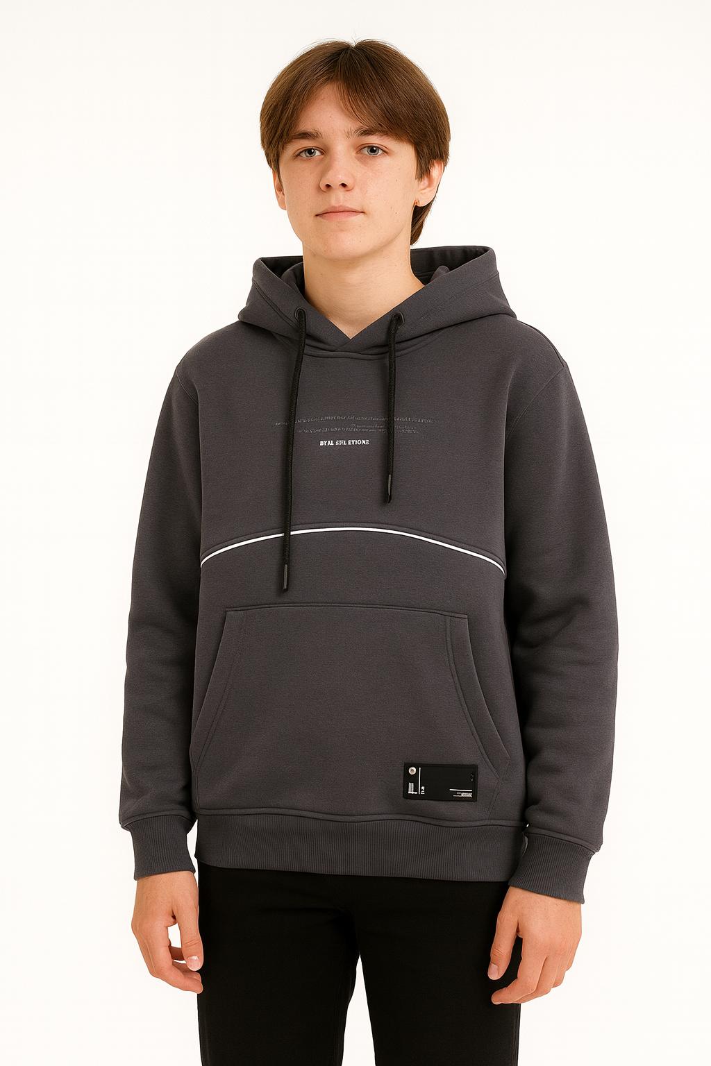 Pánská mikina s kapucí – tmavě šedá