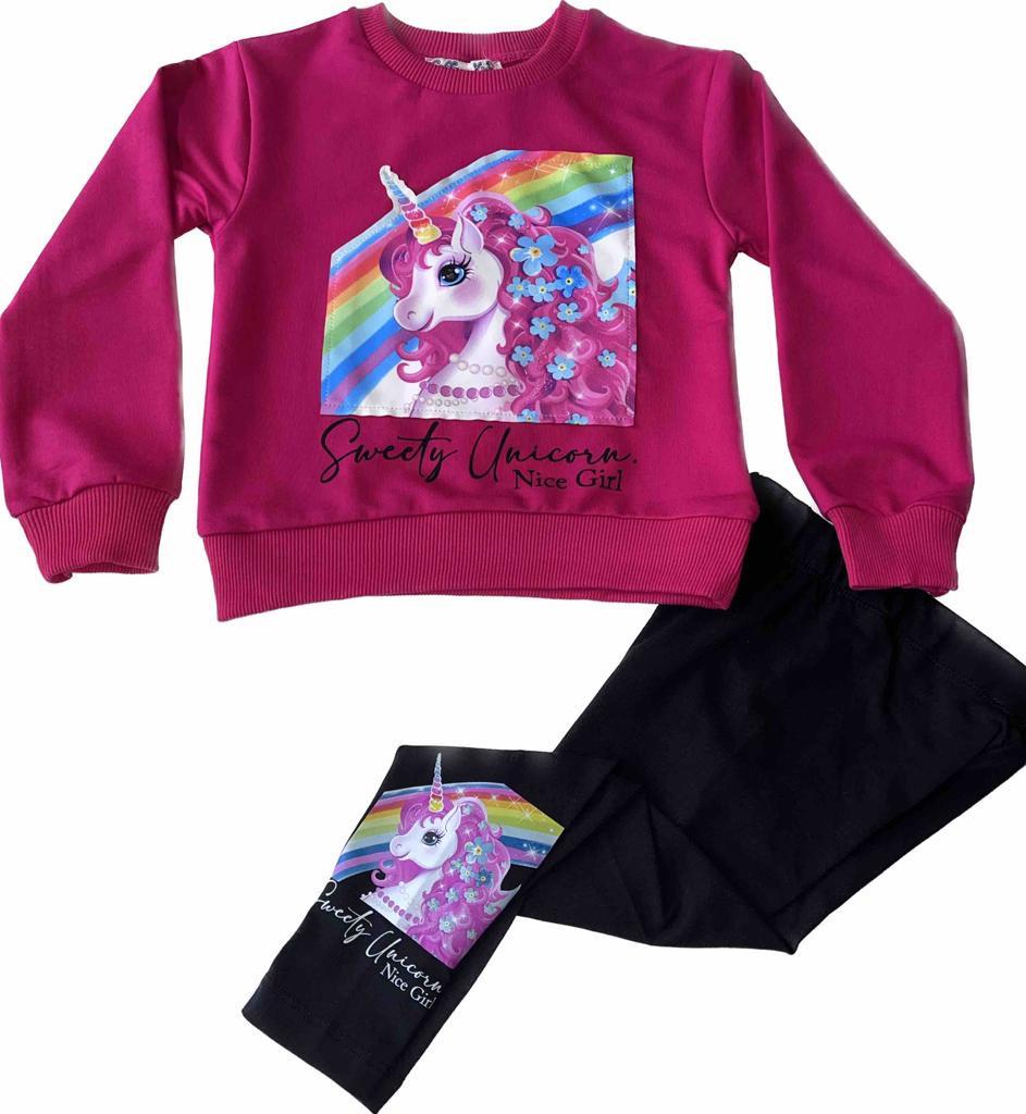 Souprava svítící růžová mikina a černé kalhoty
