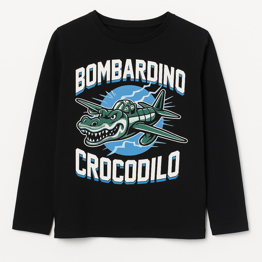 Chlapecké tričko s dlouhým rukávem – “Bombardino Crocodilo”