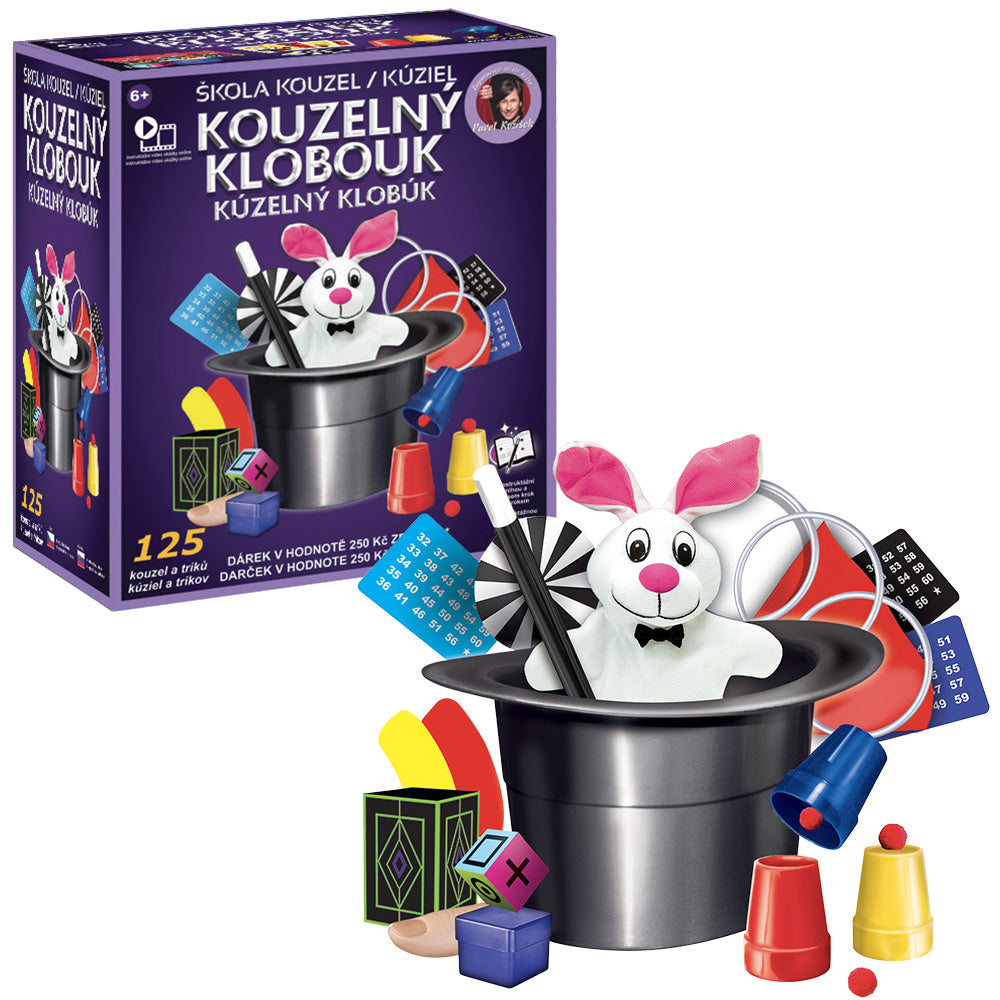 Škola kouzel - Kouzelný klobouk 125 triků + Dárek v hodnotě 250Kč