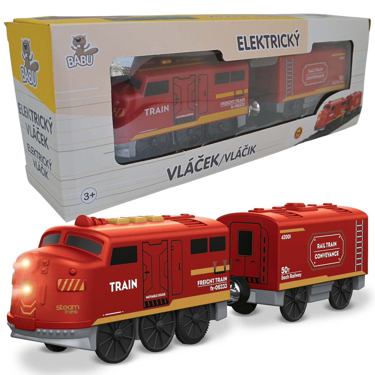 BABU vláčky - Elektrický vláček červený - set 2 ks