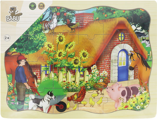 BABU - Dřevěné puzzle chaloupka - 24 dílků