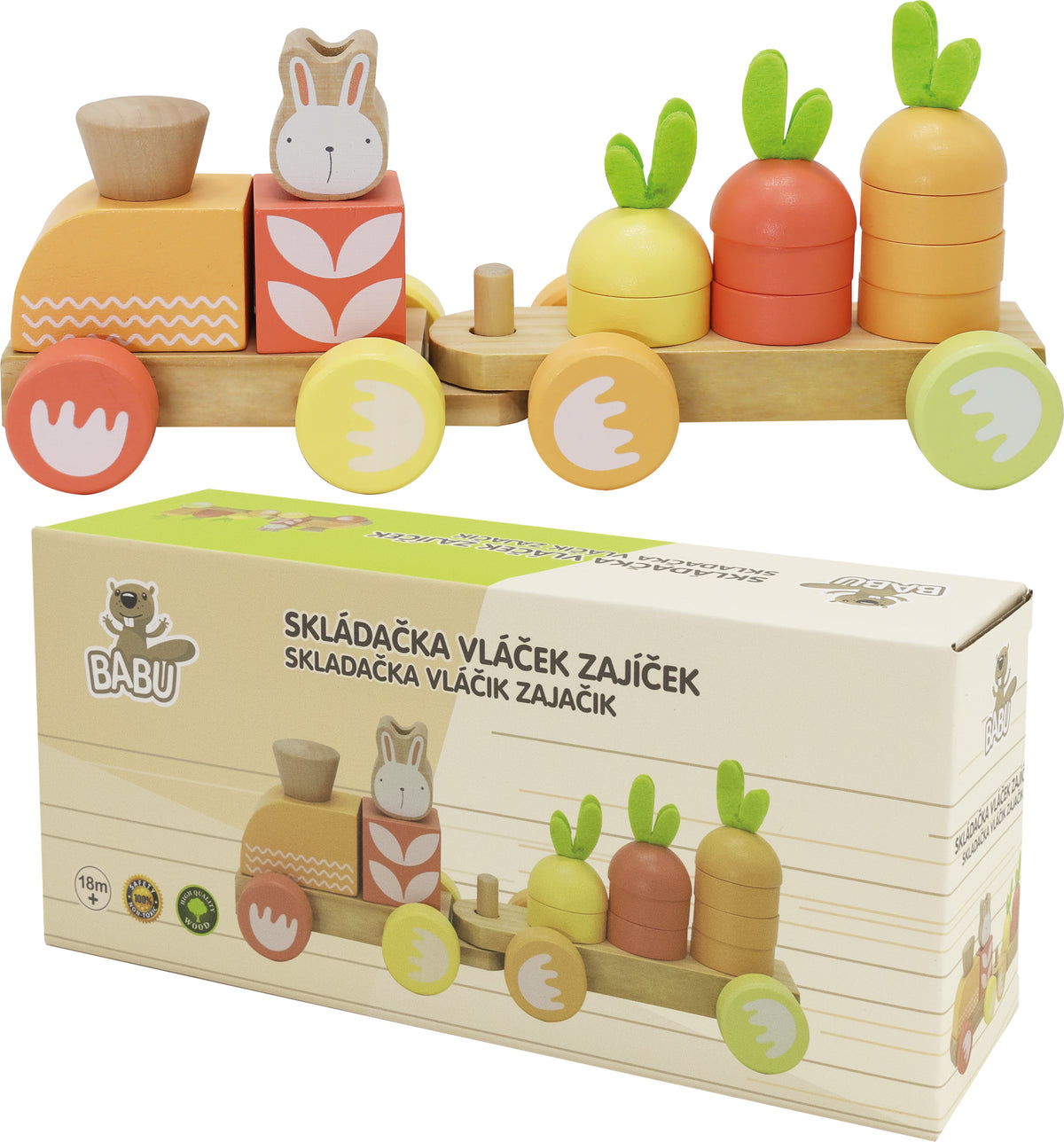 BABU - Skládací vláček se zajíčkem - jednovagónový