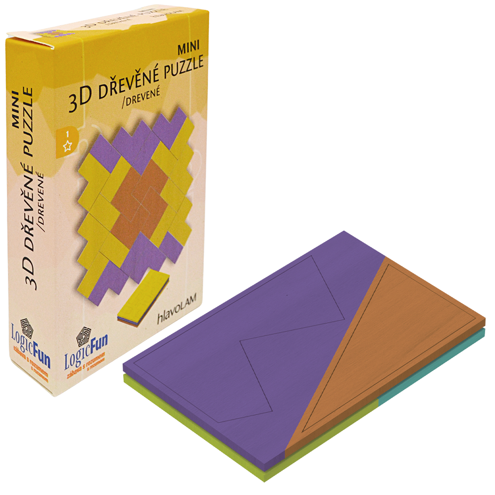 Hlavolam - Mini 3D dřevěné puzzle více druhů