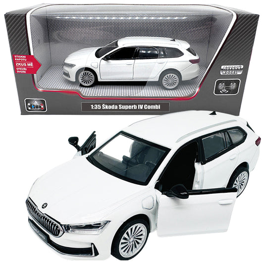 Kovový model - 1:35 Škoda Superb IV Combi bílé