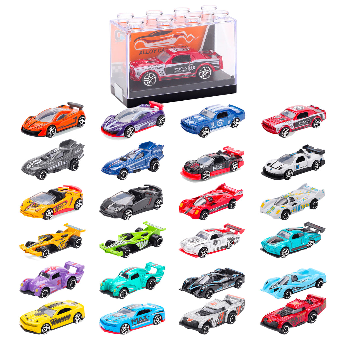 Kovový model závodního auta 1:64 - více druhů - 24 modelů