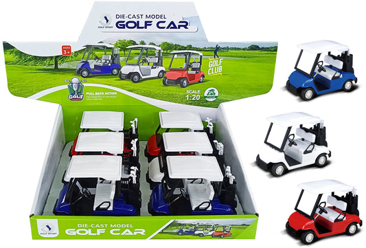 Kovový Model Golfového Vozíku 1:20 na zpětné natahování - více variant