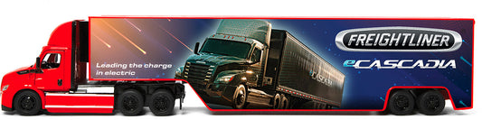 Kovový Freightliner eCascadia s kontejnerem 33 cm - 4 barvy
