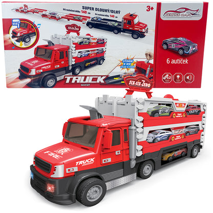 Hasičský TRUCK 2v1 se světlem a zvukem a 6 auty