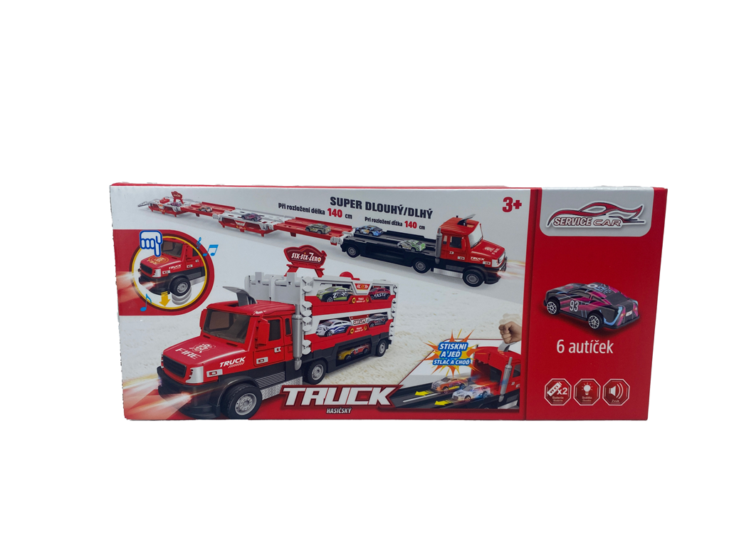 Hasičský TRUCK 2v1 se světlem a zvukem a 6 auty - Image 2