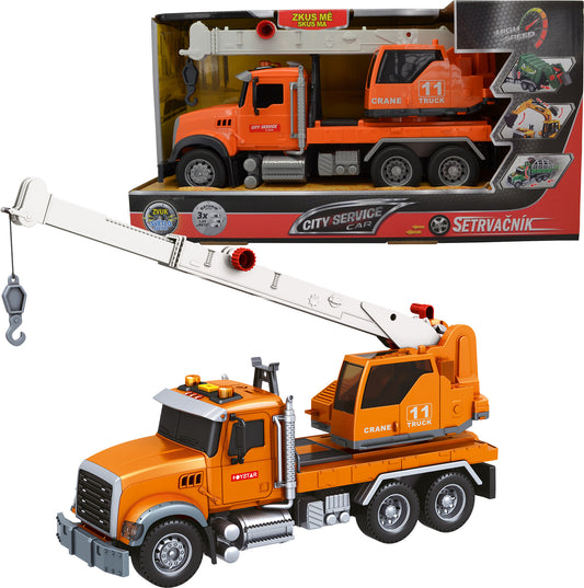CITY SERVICE CAR - 1:14 - Nákladní auto s jeřábem (se zvukem, světly a dalšími funkcemi)