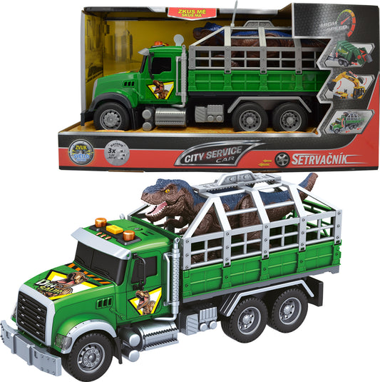 CITY SERVICE CAR - 1:14 - Nákladní auto na přepravu dinosaurů (se zvukem, světly a dalšími funkcemi)