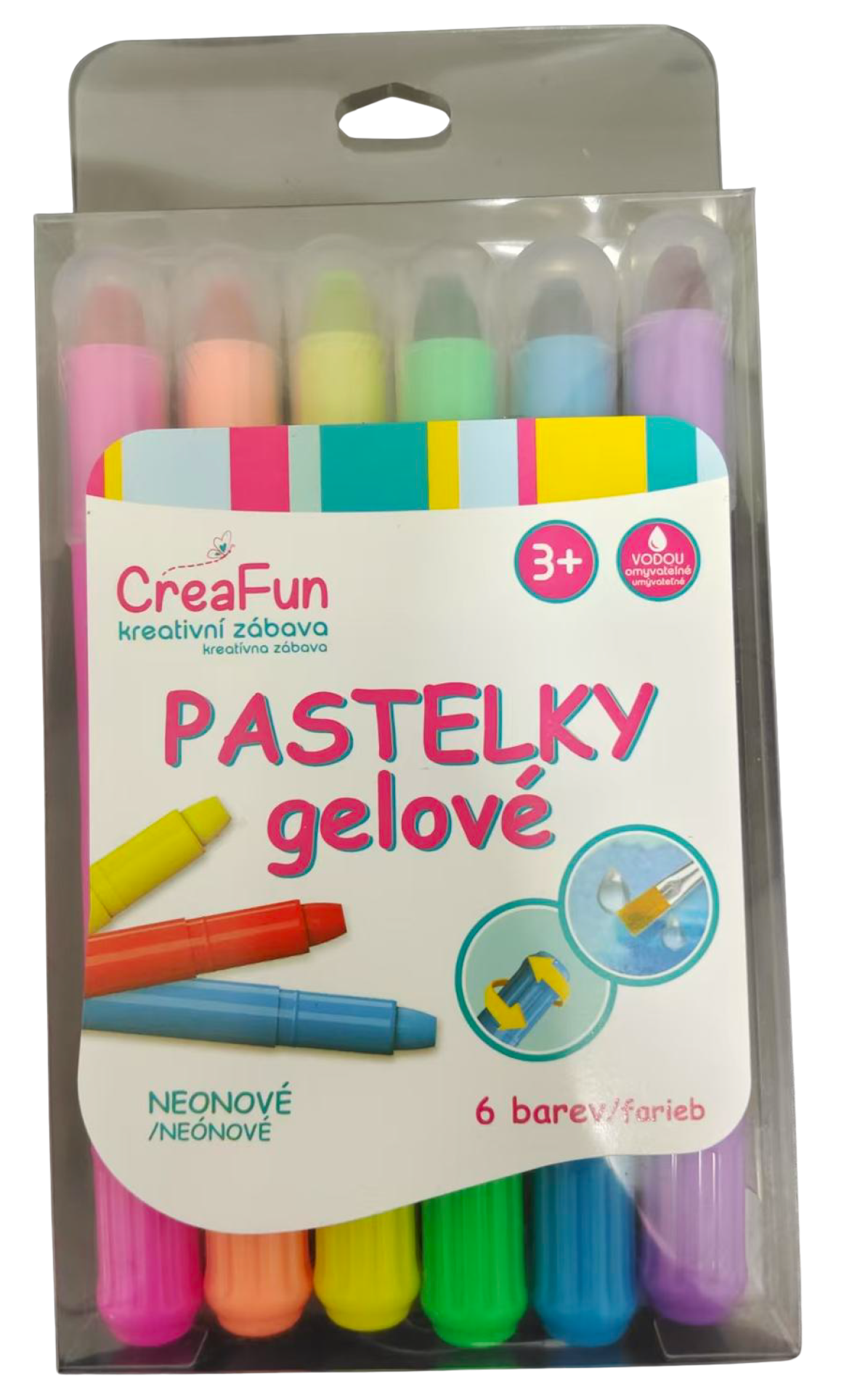 CreaFun - Neonové pastelky gelové - sada 6 ks