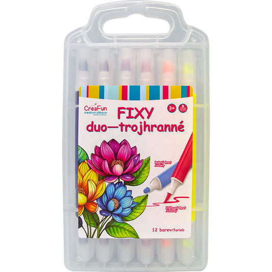 CreaFun - FIXY DUO trojhranné 12 barev
