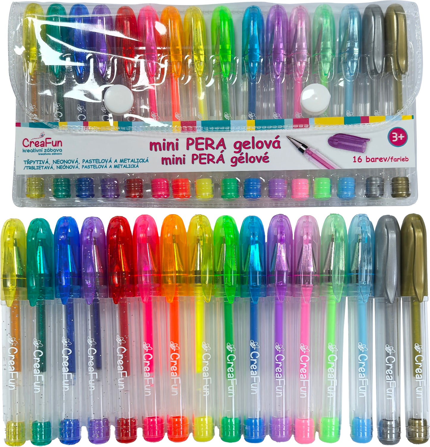 CreaFun - Gelová mini pera 16 barev